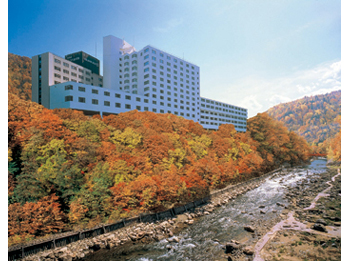 Hotel facade in automn