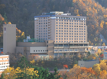 Hotel facade in automn